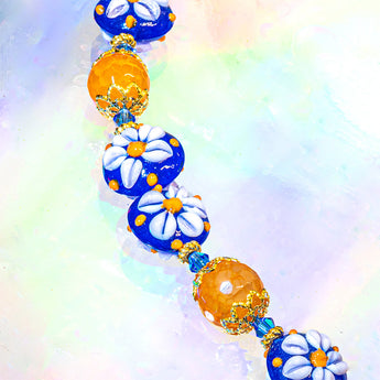 Lampwork Bead Strand in Midnight Superbloom