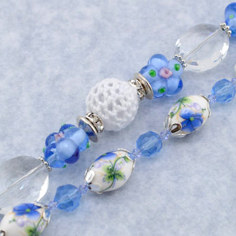 Lampwork Bead Strand in Ocean Eye Blooms