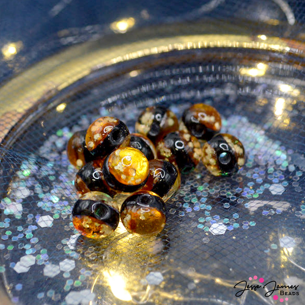 Lampwork Beads By The Dozen in Bubbling Amber