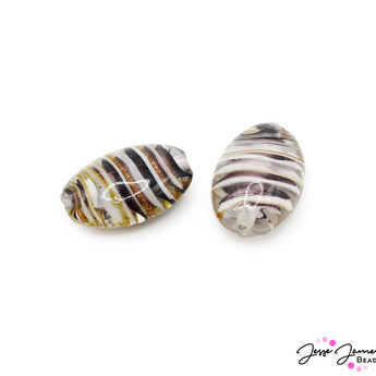Lampwork Mocha Swirl Bead Pair