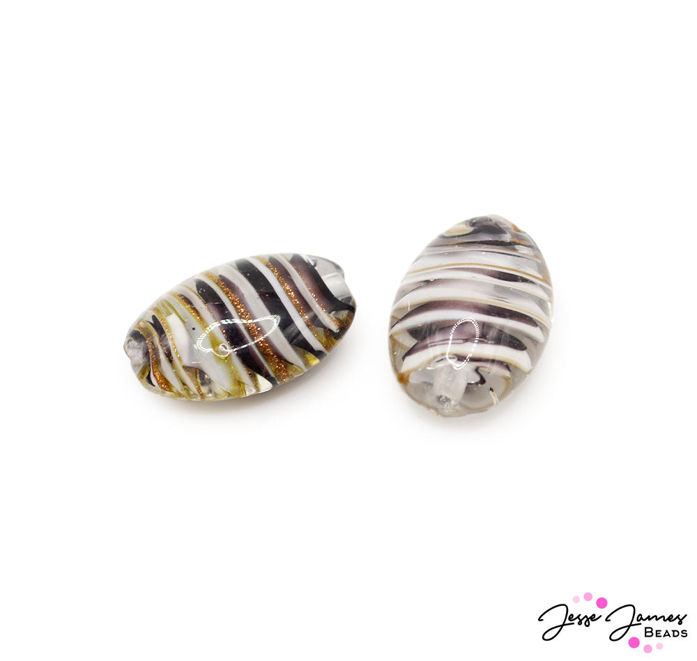 Lampwork Mocha Swirl Bead Pair