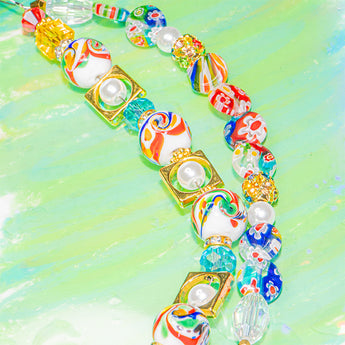 Lampwork Glass Bead Strand Duo in Mardi Gras