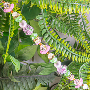 Lampwork Glass Bead Strand in Lotus Blossom