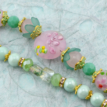 Lampwork Glass Bead Strand Duo in See What Will Bloom
