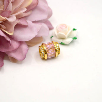 Live Love Sparkle Large Hole Bead in Rose Pink