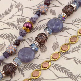 Layer Up Bead Strand Duo & Chain Set in Amethyst Smoke