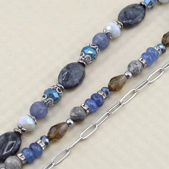 Layer Up Bead Strand Duo & Chain Set in Deep Blue Sea
