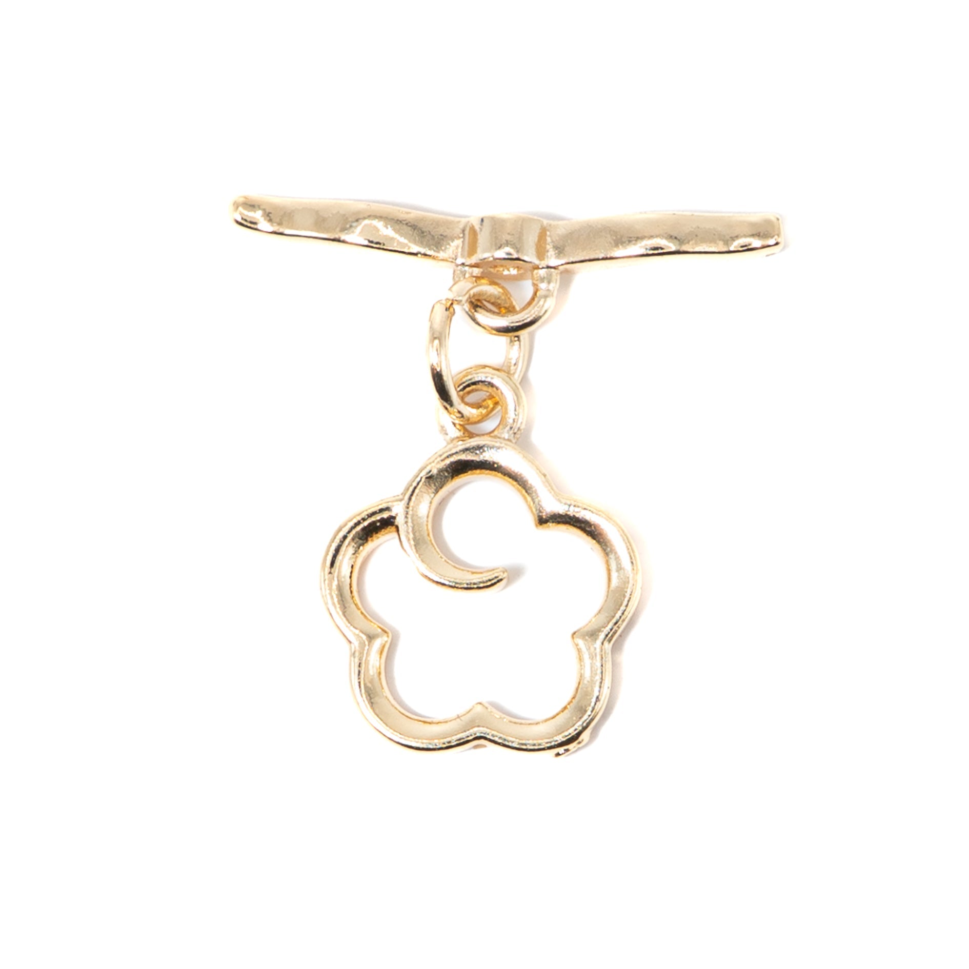 Light Gold Flower Brass Toggle Clasp