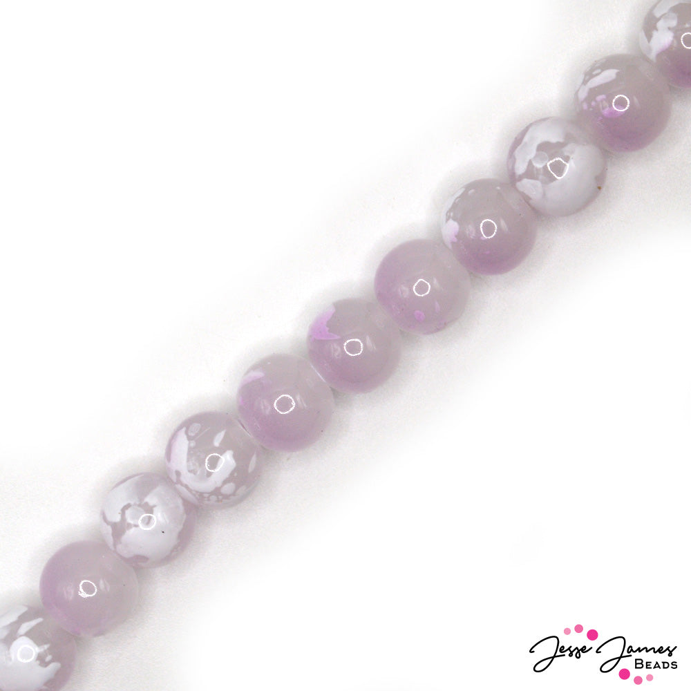 Lilac Bubbles Single-Style Glass Beads