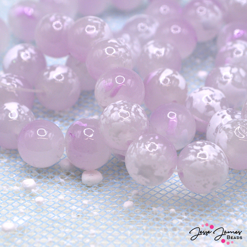 Lilac Bubbles Single-Style Glass Beads