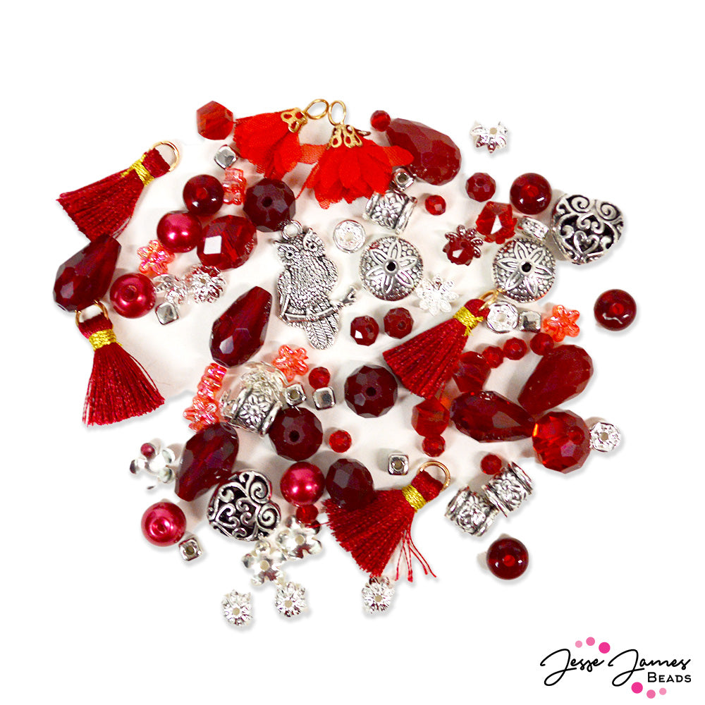 Mini Bead Mix in Bing Cherry