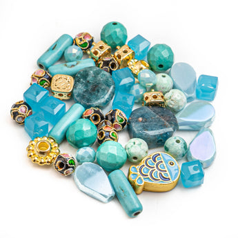 Micro Mini Bead Mix in Teal Tide