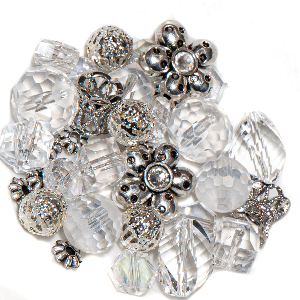 Mini Glass Bead Mix in Crystal Light
