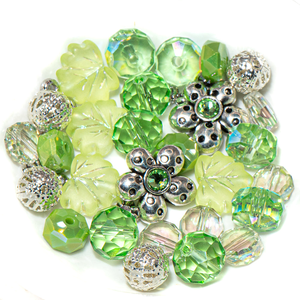 Mini Glass Bead Mix in Green Grape