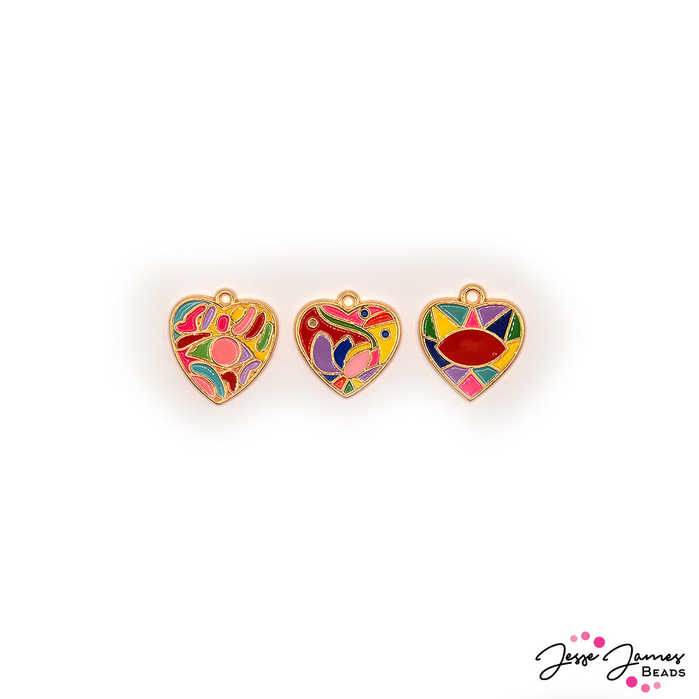 Mosaic Heart Charms in Joy & happiness