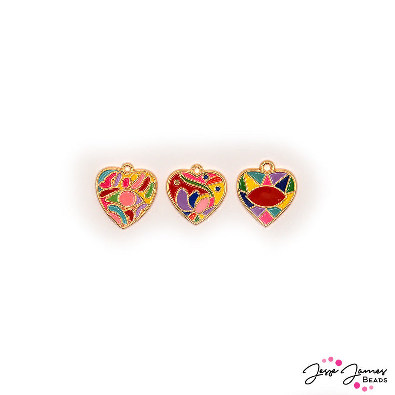 Mosaic Heart Charms in Joy & happiness