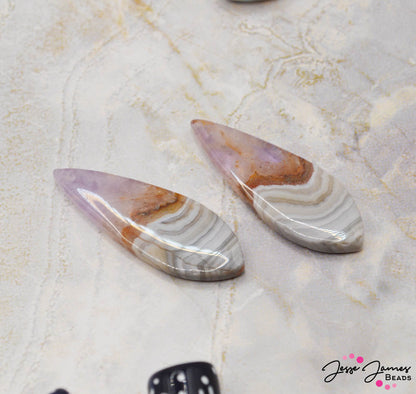 Natural Lace Agate Pendant Pair