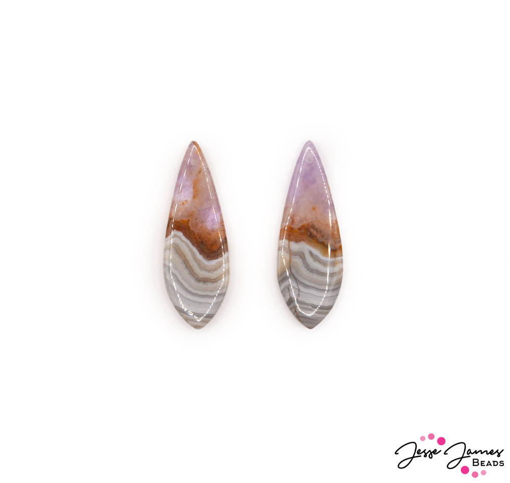 Natural Lace Agate Pendant Pair