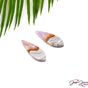 Natural Lace Agate Pendant Pair