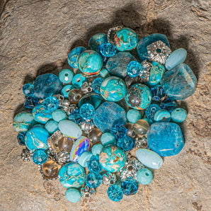 Natural Stone Bead Mix in Crazy Lace Agate Riptide