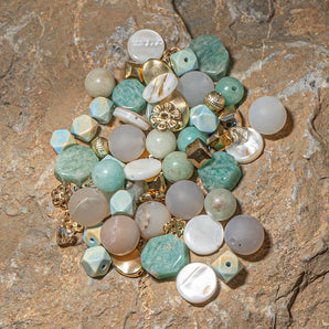 Natural Stone Bead Mix in Seafoam Breeze