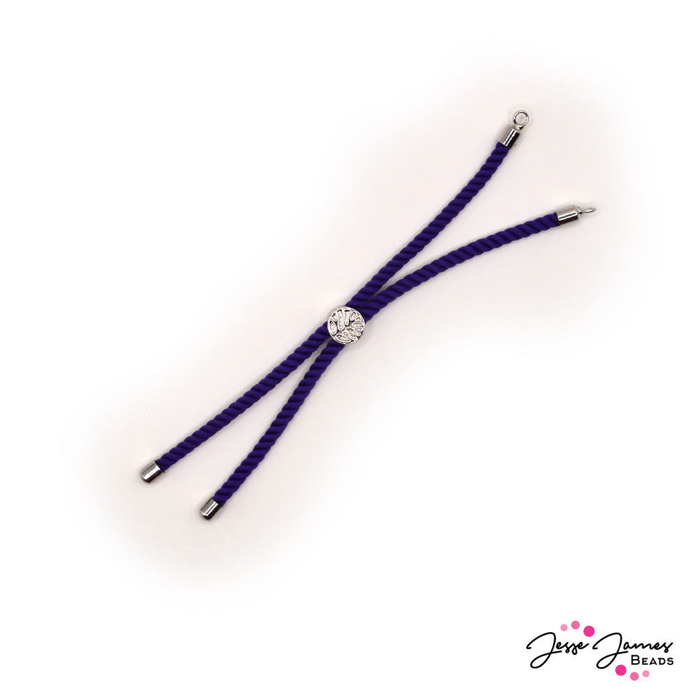 Nylon Rope Adjustable Bracelet Component in Purple