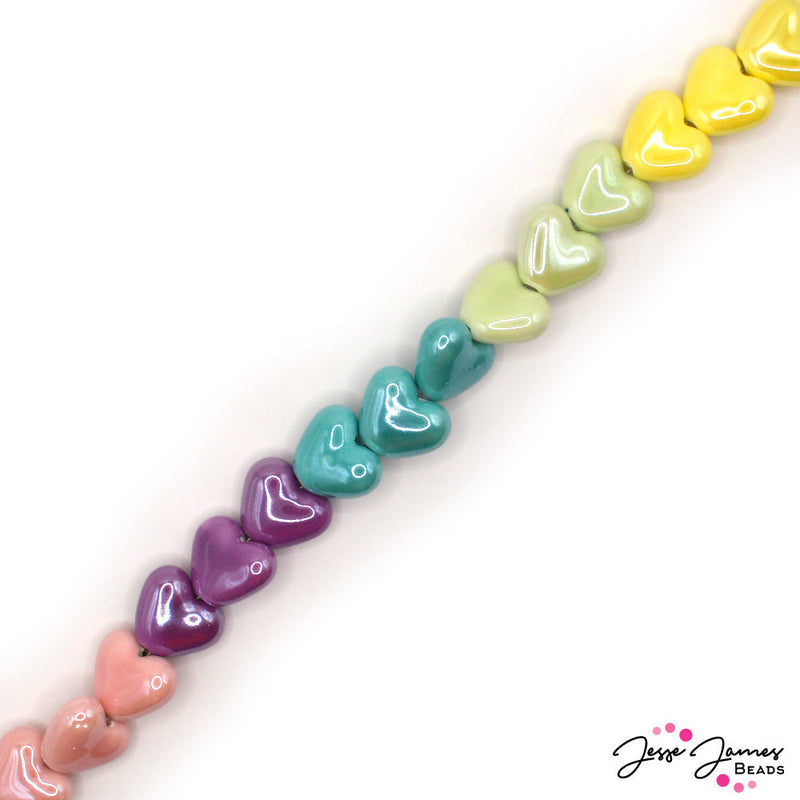 Ombre Glass Bead Strand in Rainbow Romance