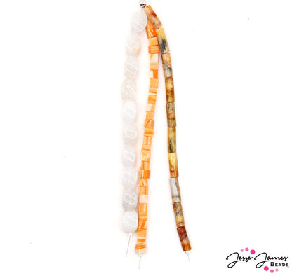 Ombré Trio Bead Strands in Orange Cream