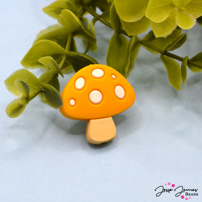 Orange Valley Mushroom Silicone Focal Bead