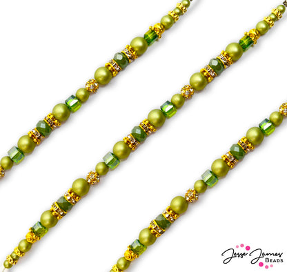 Pantone 2023 Pearl Bead Strand in Leek Green