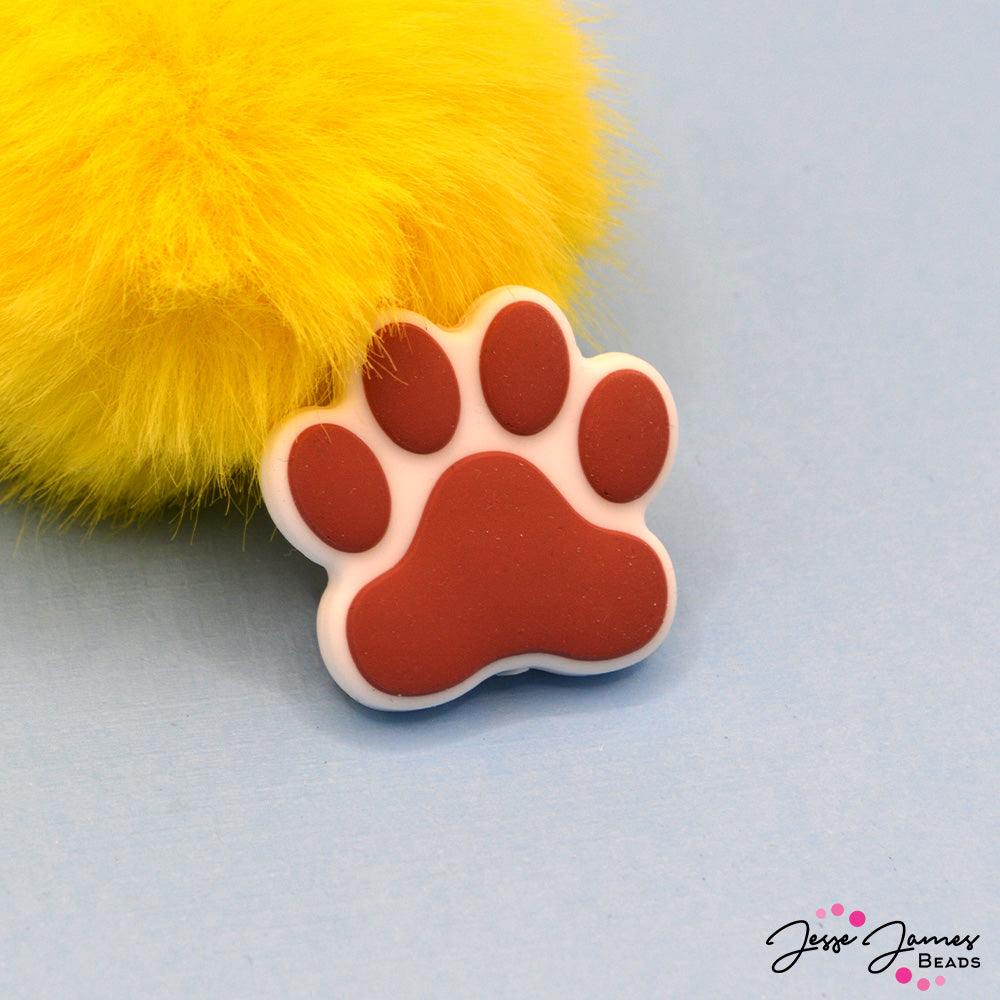 Pawprint Silicone Focal Bead