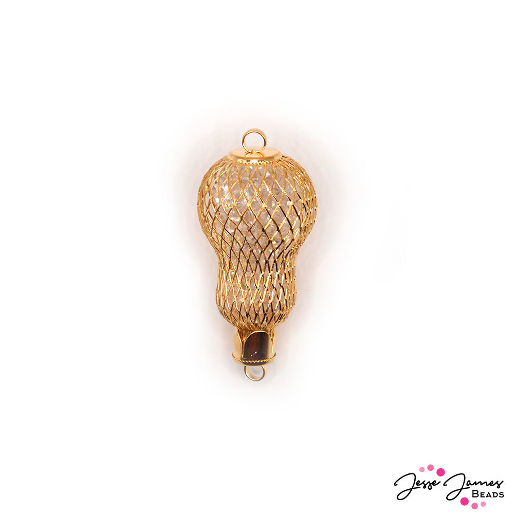 Pear-Shaped Crystal Cage Connector Pendant