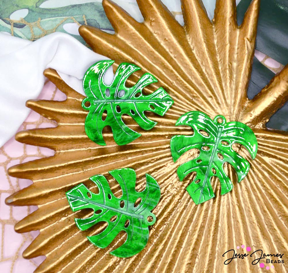 Pendant Pair in Monstera Leaves