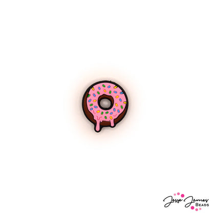 Pink Donut with Rainbow Sprinkles Silicone Focal Bead