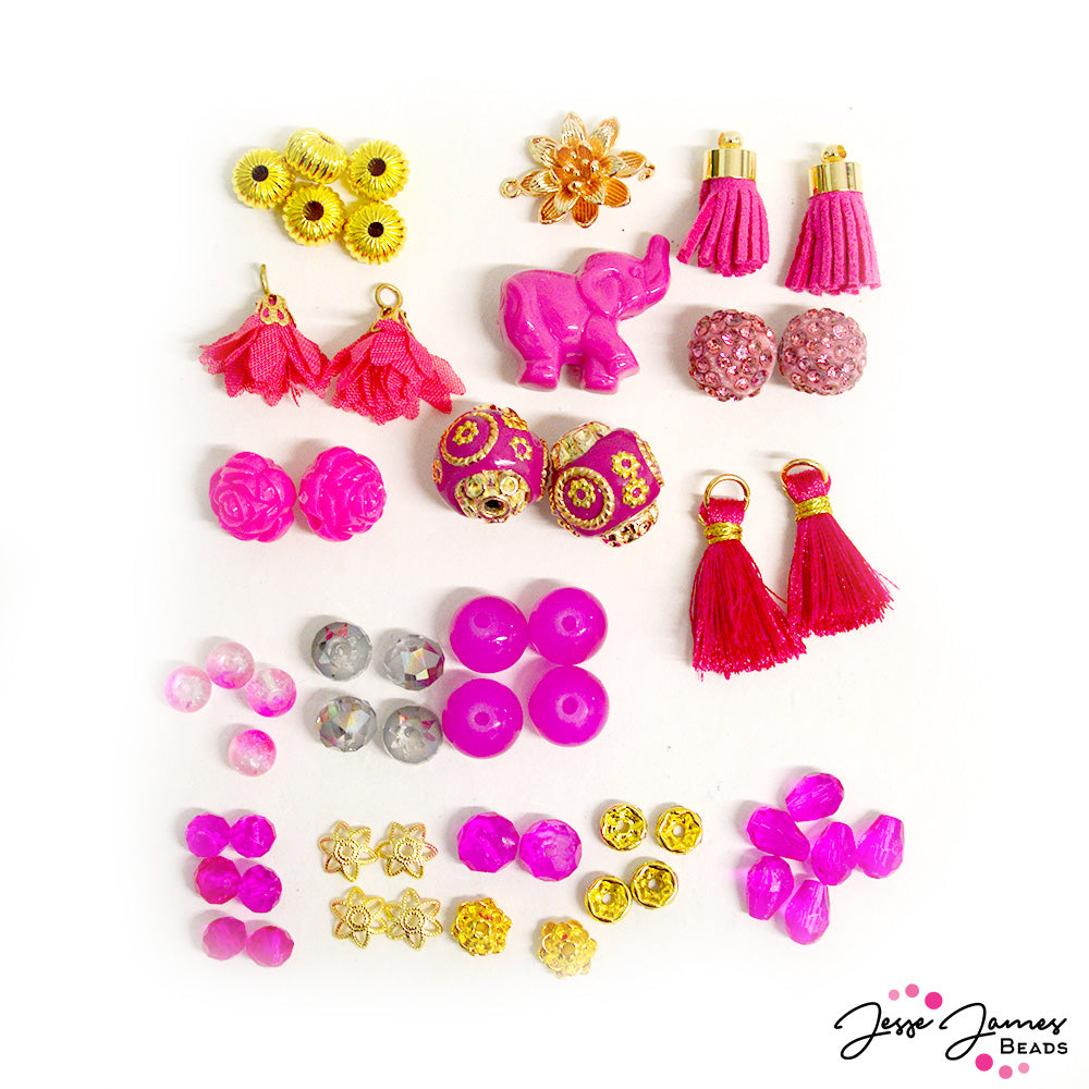 Mini Bead Mix in Pink Dragonfruit By Jesse James Beads