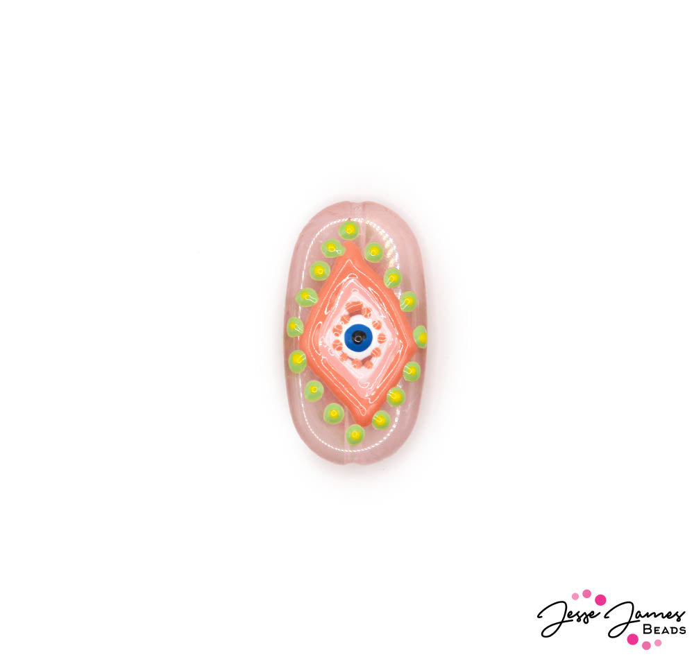 Pink Evil Eye Resin Focal Bead