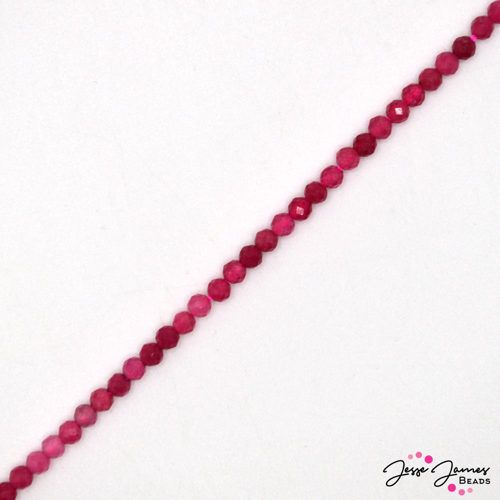 Pink Quartz Stone 3mm Faceted Bead Strand