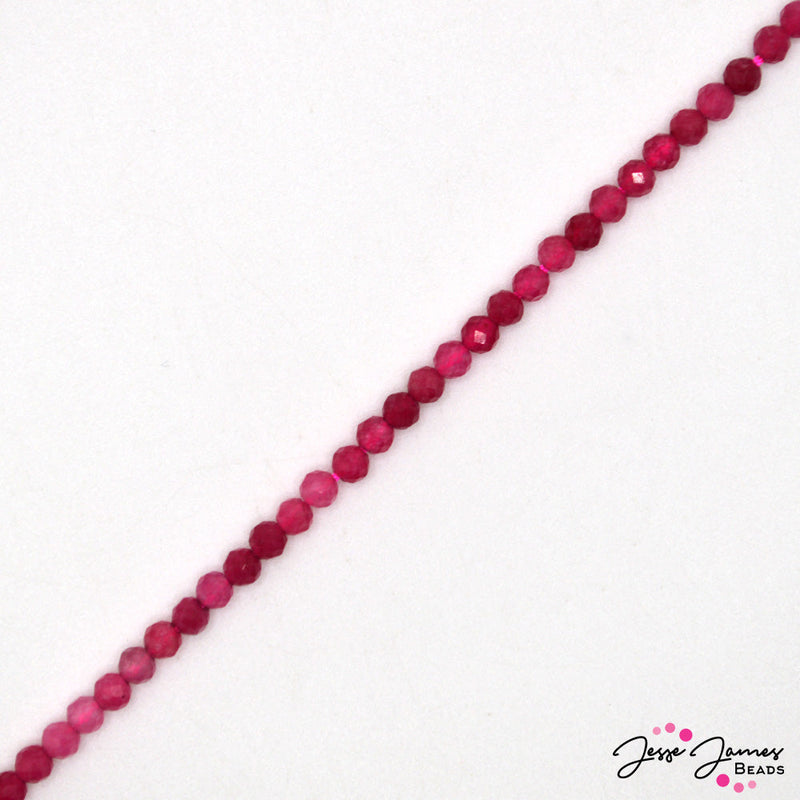 Pink Quartz Stone 3mm Faceted Bead Strand