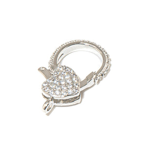 Platinum Heart Micro Pave Lobster Clasp