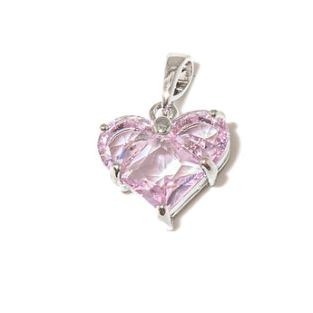 Platinum Pearl Pink Micro Pave Heart Charm
