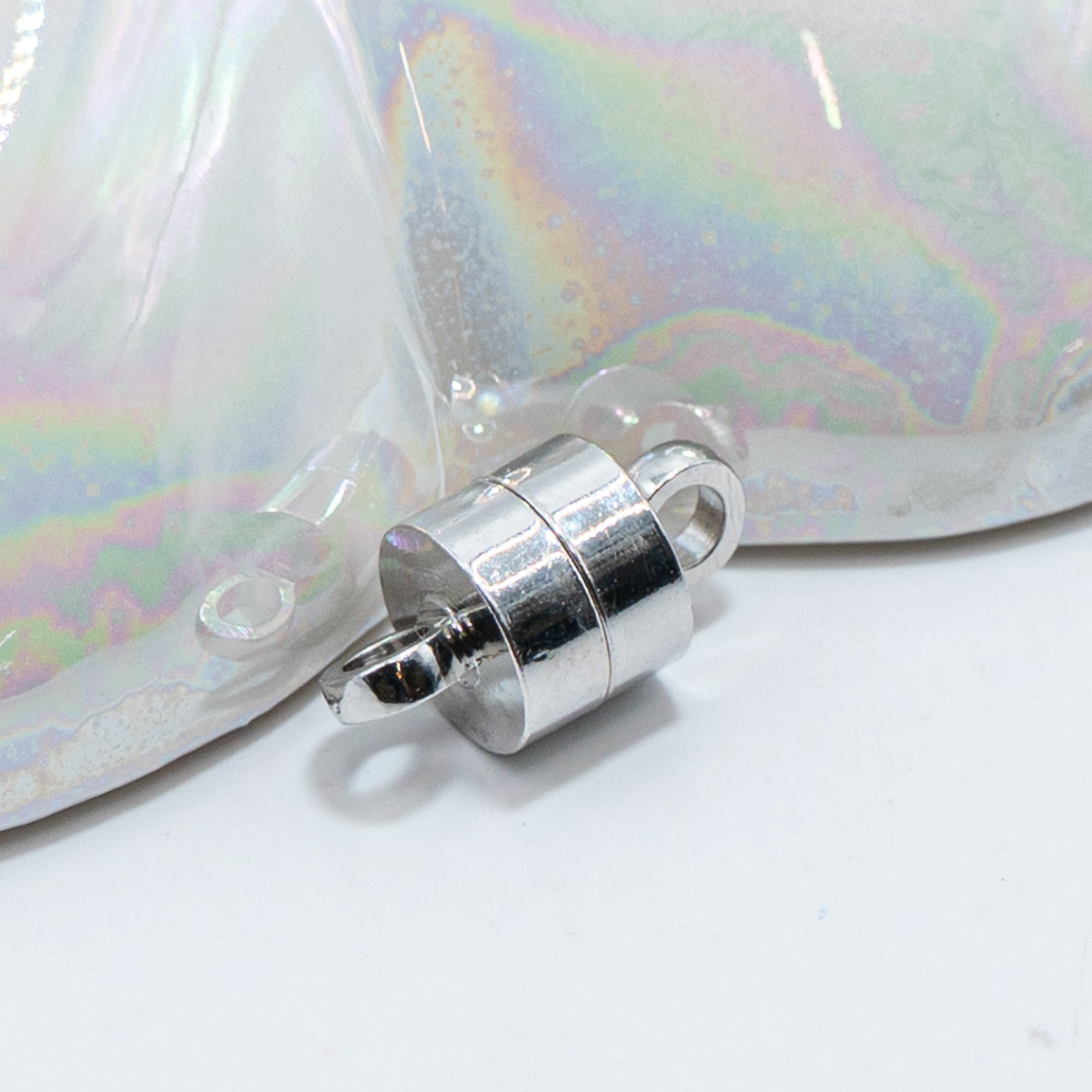 Platinum Silver Column Magnetic Clasp