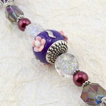 Purple Boho Bead Strand in Violets & Pearls