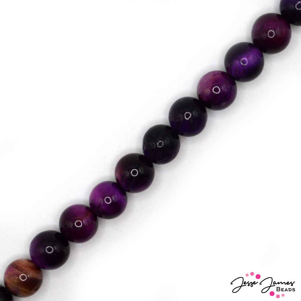 Purple Tigerseye Stone Beads