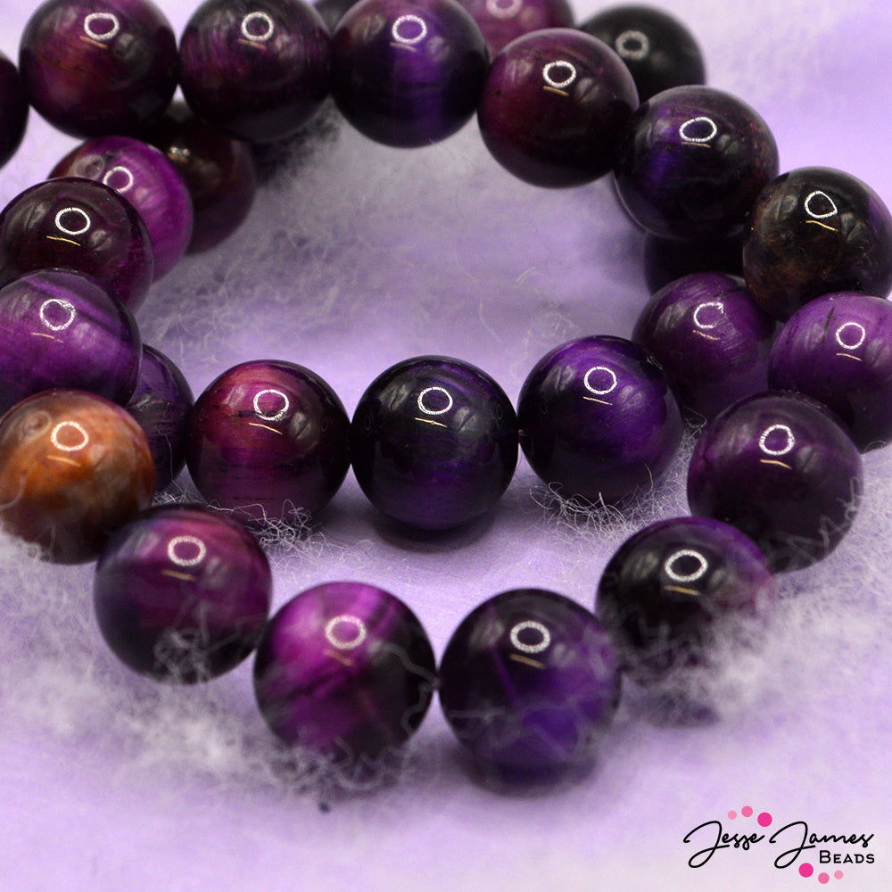 Purple Tigerseye Stone Beads