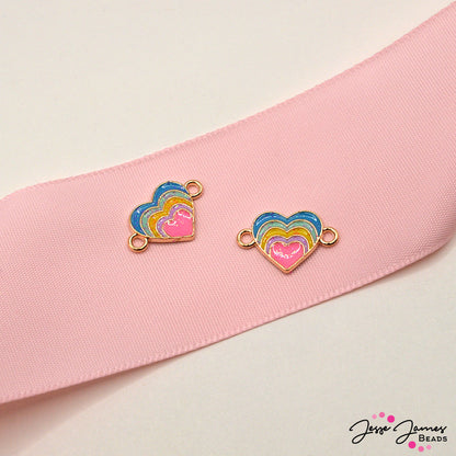 Rainbow Heart Connector Pair