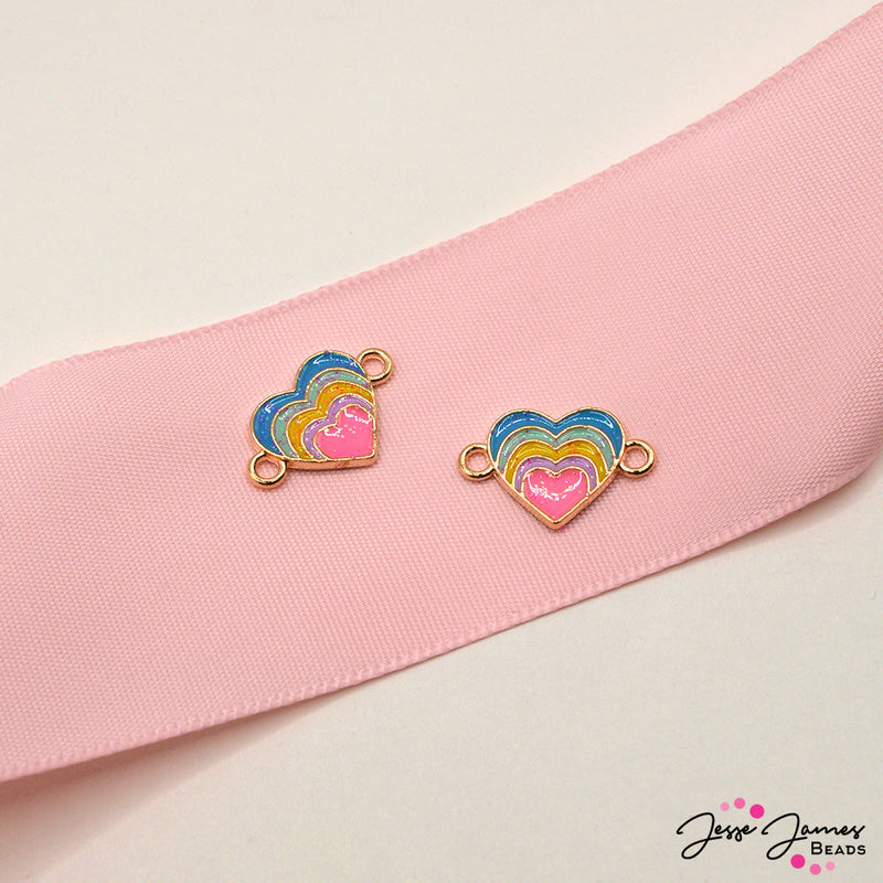 Rainbow Heart Connector Pair