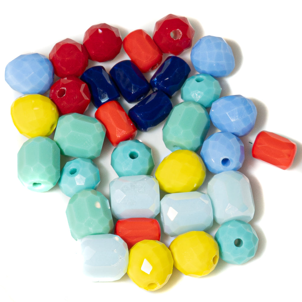 Rainbow Waterfall Faceted Glass Bead Set