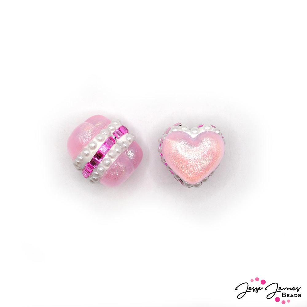 Raspberry Macaroon Bead Pair