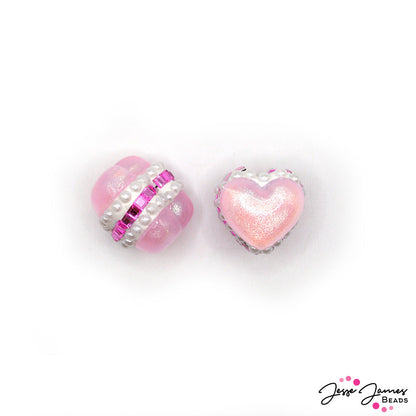 Raspberry Macaroon Bead Pair