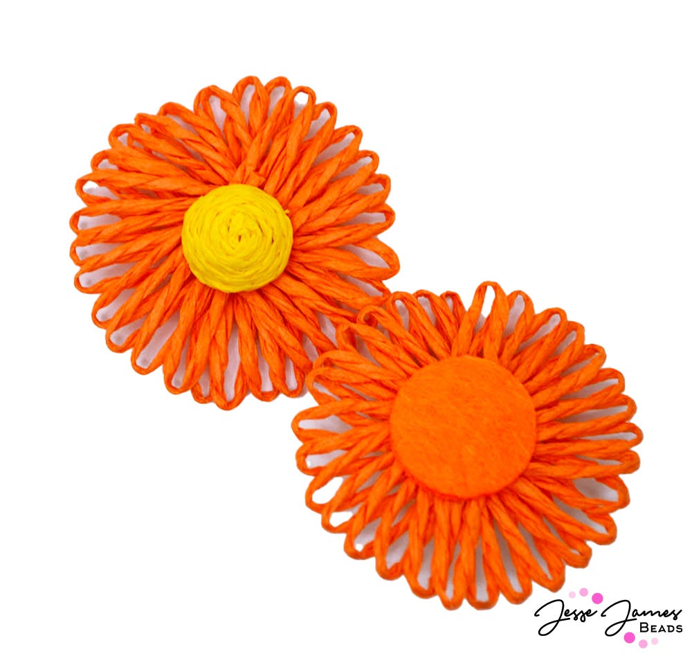 Capture the fun and carefree spirit of the 1950s, adding a touch of vintage excitement and tropical vibrancy to your jewelry designs. Perfect for creating pieces that stand out with a burst of color and character, these flowers bring the joy and nostalgia of summer pool parties to your collection. This fabulous flower measures 48mm. Flat Back jewelry making embellishment. 
